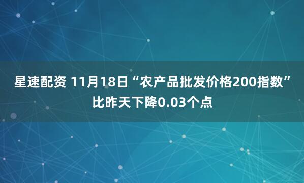星速配资 11月18日“农产品批发价格200指数”比昨天下降0.03个点